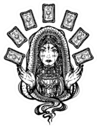 Fortune Teller With Tarot Cards In Hand, Spirituality Sticker