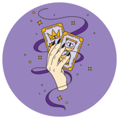 Fortune Telling On Tarot Cards Purple Sticker