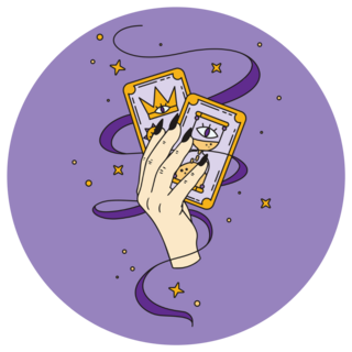 Fortune Telling On Tarot Cards Purple Sticker