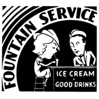 Fountain Service Icecream & Good Drinks 1950 Sticker