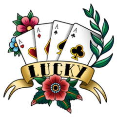 Four Aces Lucky Tattoo Style Sticker