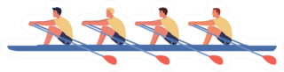 Four Athletes The Concept Of Rowing Competitions Sticker