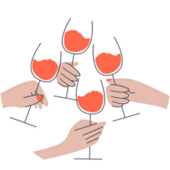 Four Hands With Glasses Of Red Wine Cheers Sticker