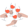 Four Hands With Glasses Of Red Wine Cheers Sticker