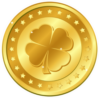 Four-leaf Clover Gold Coin With Stars Sticker