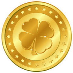 Four-leaf Clover Gold Coin With Stars Sticker