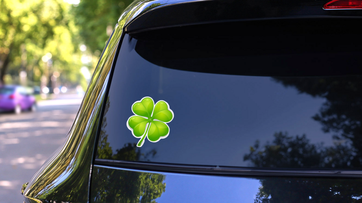 Four Leaf Clover Isolated On White Sticker on a Rear Car Window (New) example