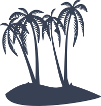 Four Palm Trees Beach Scene Sticker