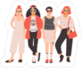 Four Young Women Stickers