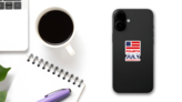 Fourth Of July Happy National Holiday Flag Sticker on a Phone (New) example