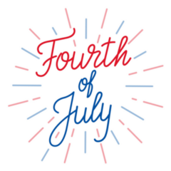 Fourth Of July Lettering Sunburst Sticker