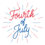 Fourth Of July Lettering Sunburst Sticker