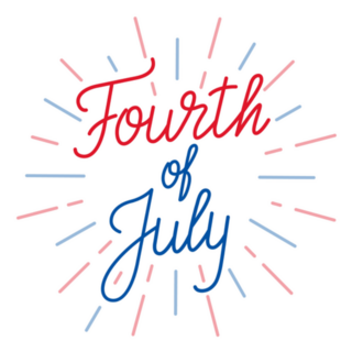 Fourth Of July Lettering Sunburst Sticker