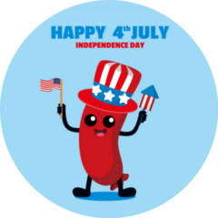Fourth Of July Sausage American Holiday Sticker