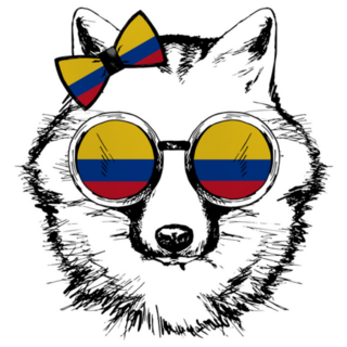 Fox Hand Drawn Portrait Colombia Flag Sticker