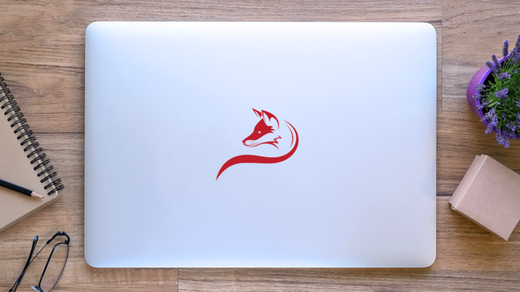 Fox Head And Tail Sticker on a Laptop (New) example