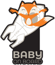 Fox In Space Rocket Baby On Board Sticker