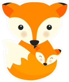 Fox Mother and Baby Sticker