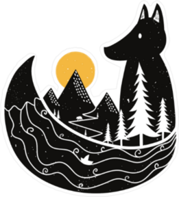 Fox Overlooking Mountain and Ocean Sticker