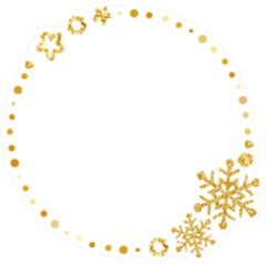 Frame Of Wreath With Snowflakes And Stars Golden Sticker