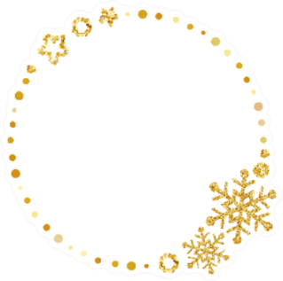 Frame Of Wreath With Snowflakes And Stars Golden Sticker