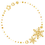 Frame Of Wreath With Snowflakes And Stars Golden Sticker