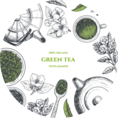 Frame With Green Tea With Jasmine  Hand Drawn Sticker