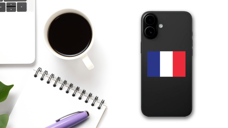 France Flag Sticker on a Phone (New) example