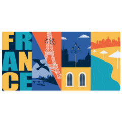 France Illustration City Skyline Ancient Landmarks Sticker