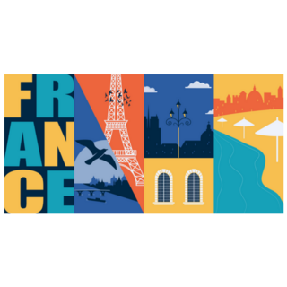 France Illustration City Skyline Ancient Landmarks Sticker