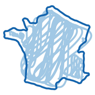 France Map Sketch Icon In Blue Doodle Sticker