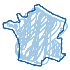 France Map Sketch Icon In Blue Doodle Sticker