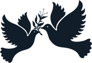 Free Flying Doves Symbol With Branch Sticker