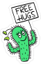Free Hugs Cactus Cartoon Sticker
