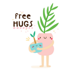 Free Hugs House Plant Character Hugging another House Plant Sticker