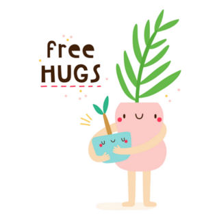 Free Hugs House Plant Character Hugging another House Plant Sticker
