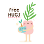 Free Hugs House Plant Character Hugging another House Plant Sticker