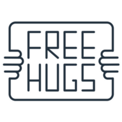 Free Hugs Isolated Line Icon On White Background Sticker