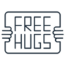 Free Hugs Isolated Line Icon On White Background Sticker