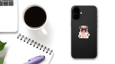 Free Kiss Pug Sticker on a Phone (New) example