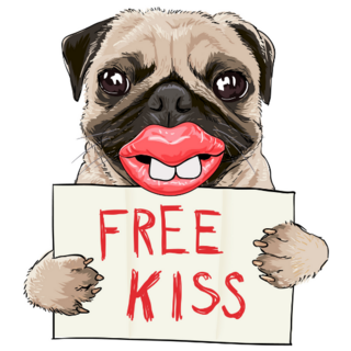 Free Kiss Pug Sticker