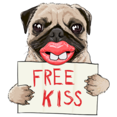 Free Kiss Pug Sticker
