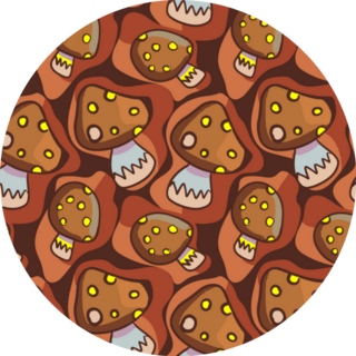 Freehand Pattern With Chaotic Mushrooms Sticker