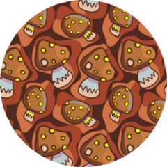 Freehand Pattern With Chaotic Mushrooms Sticker