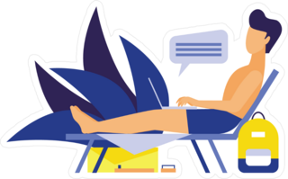 Freelancer Working On Laptop At The Beach Sticker