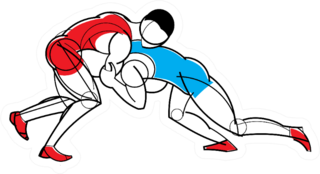 Freestyle Wrestling Stylized Athletes Linear Geometric Sticker