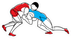 Freestyle Wrestling Stylized Athletes Linear Geometric Sticker