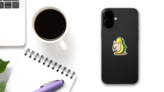 French Bulldog Avocado Sticker on a Phone (New) example