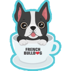 French Bulldog Black In Cup Sticker