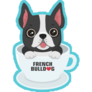 French Bulldog Black In Cup Sticker